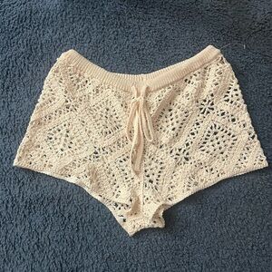 Crochet Lace Cream Shorts